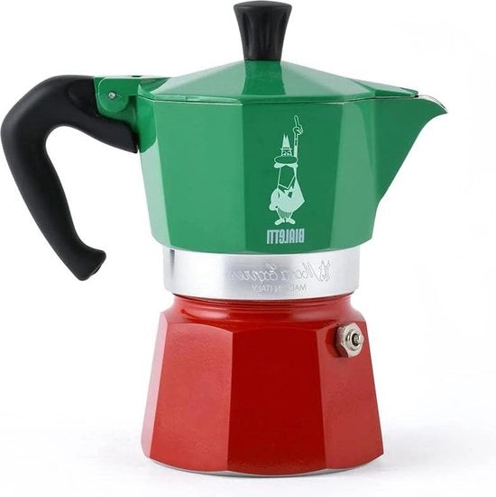 Espresso Macchina in Alluminio, Dimensioni 30 x 20 x 15 cm, Colore Verde-Rosso