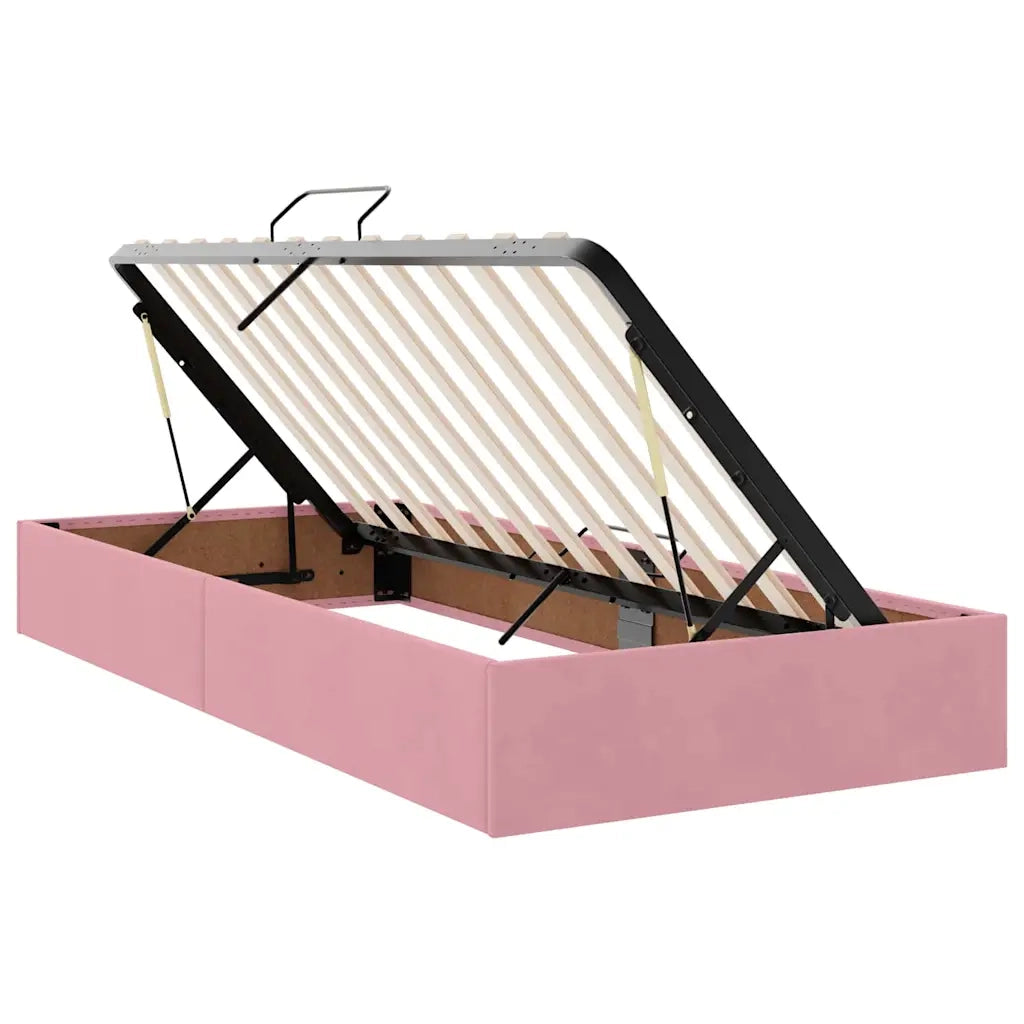Letto con contenitore e materasso Rosa 90 x 200 cm Velluto
