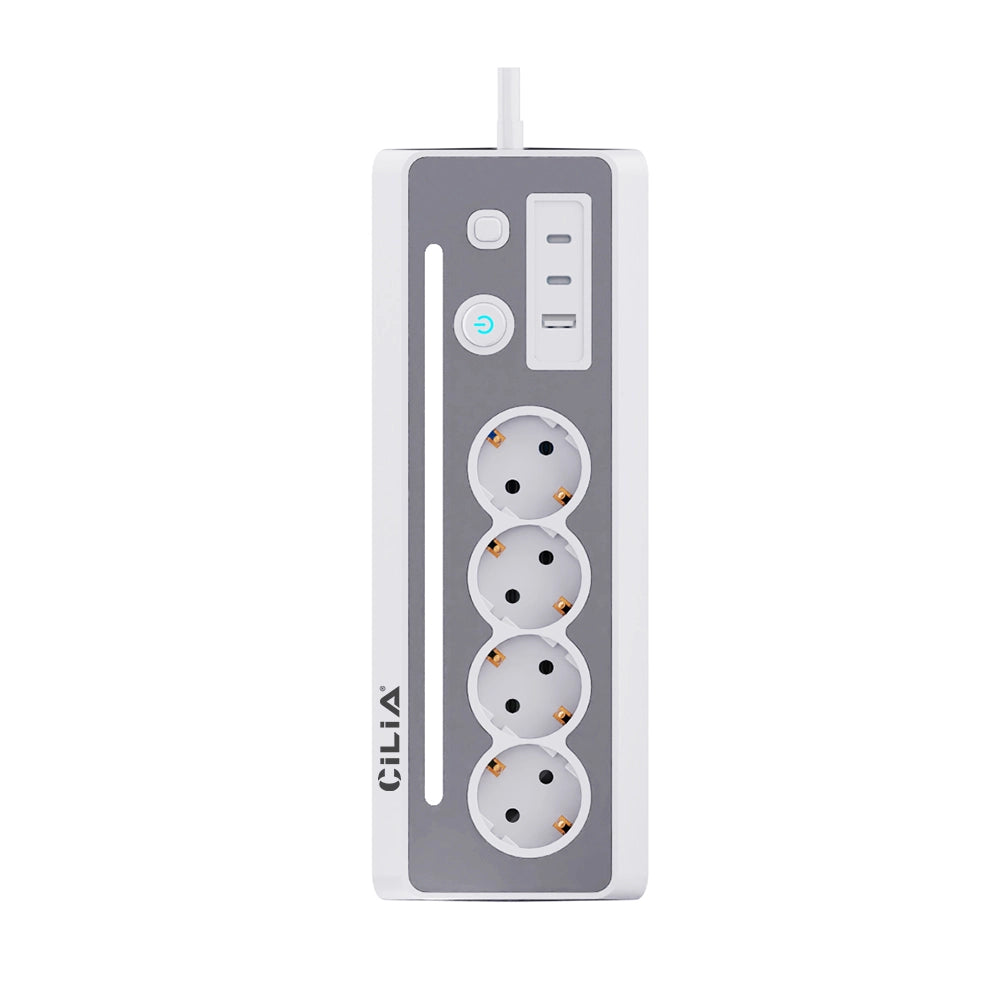 Ciabatta Elettrica Angolare ¨C zephmum ¨C 4 Prese Schuko, 2 USB-C, 1 USB, Luce LED, Cavo 1.5m