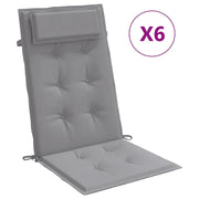 Cuscini per Sedia Schienale Alto 6 pz | Cuscini per sedie Grigio Tessuto Oxford