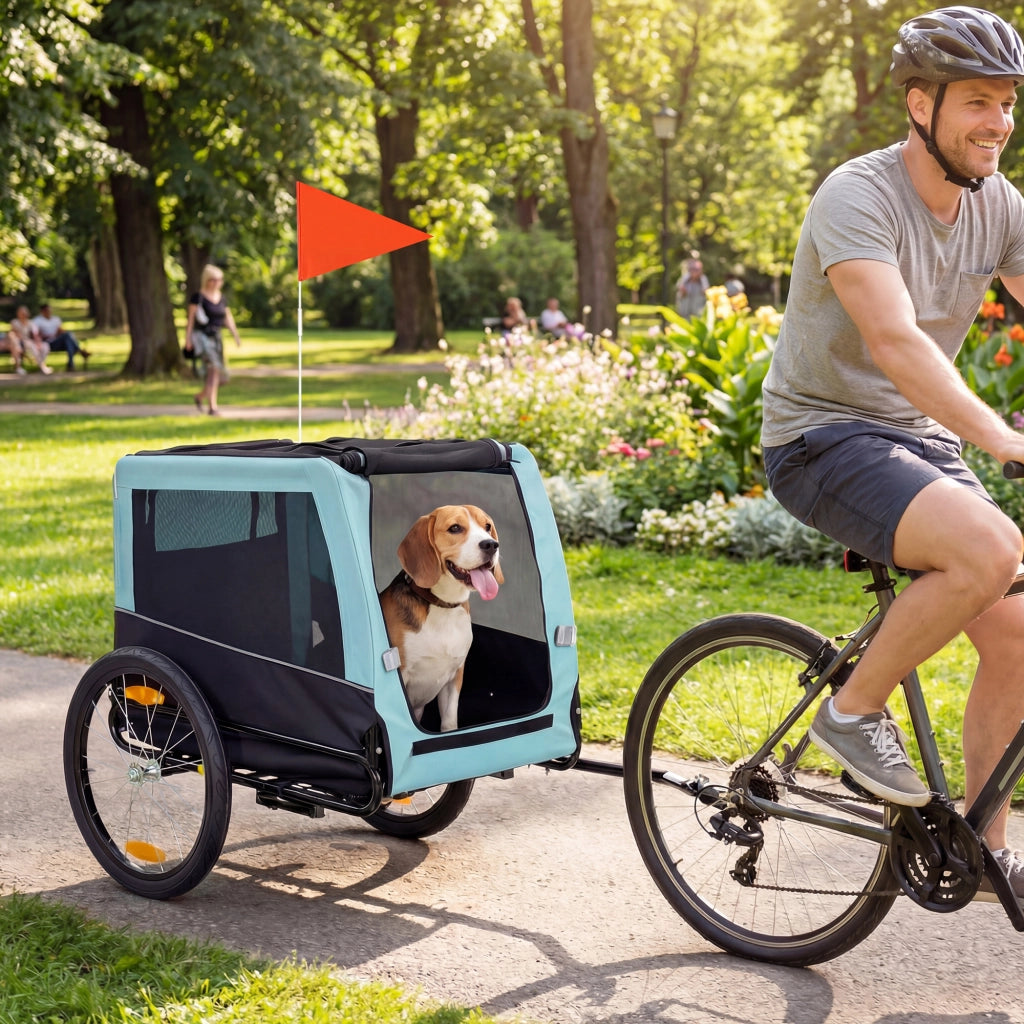 Trasportino per cani pieghevole per bicicletta ¨C Minimal ¨C Blu chiaro 143x70x90 cm