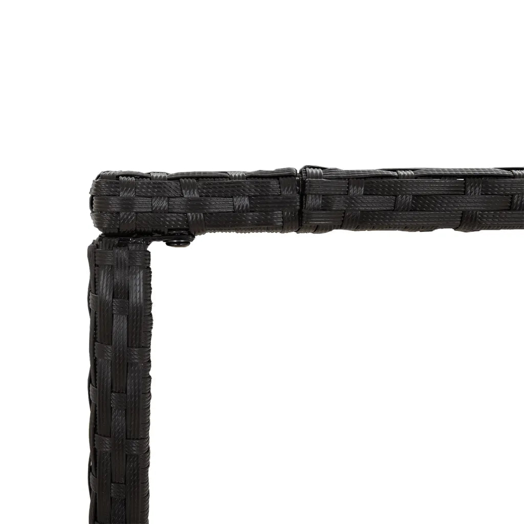 Tavolo da Bar con Piano in Vetro Nero 110x70x110 cm Polyrattan 362588