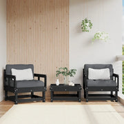 Sedia da patio-Sedie da Giardino 2 pz Nere in Legno Massello di Pino 231446