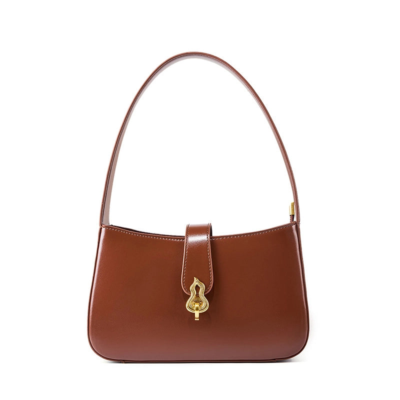 Borsa a mano da donna in vera pelle, modello tote bag, borsa a tracolla, marrone