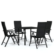 Set Mobili da Pranzo per Giardino 5 pz | Set Salotto da Giardino Nero