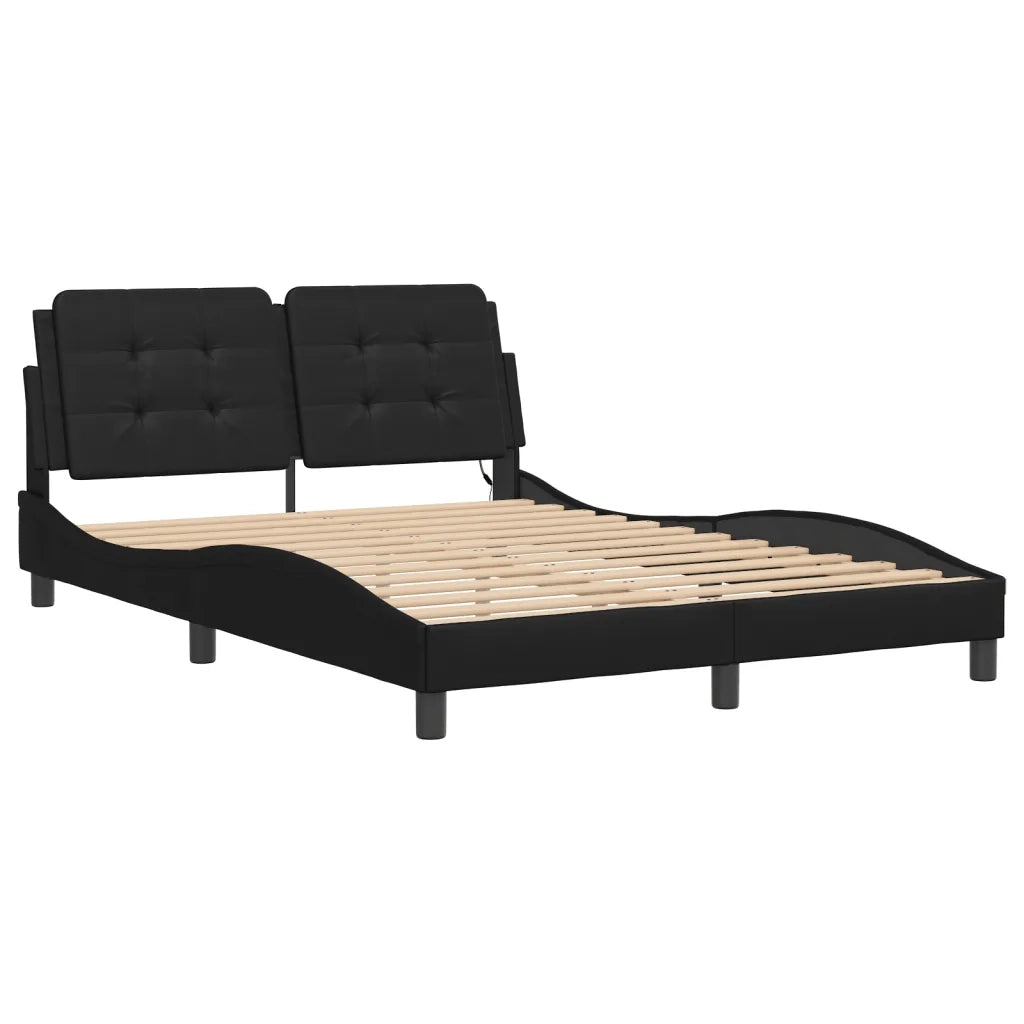 Giroletto con LED senza Materasso-Struttura Letto Zadar Nero 140x200 cm
