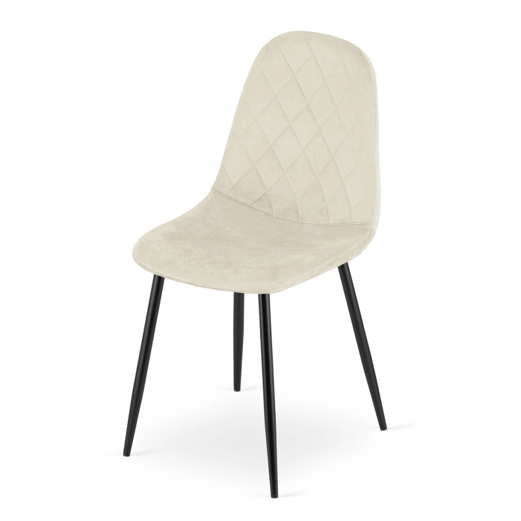 Set di 2 sedie Asti in velluto beige e metallo nero