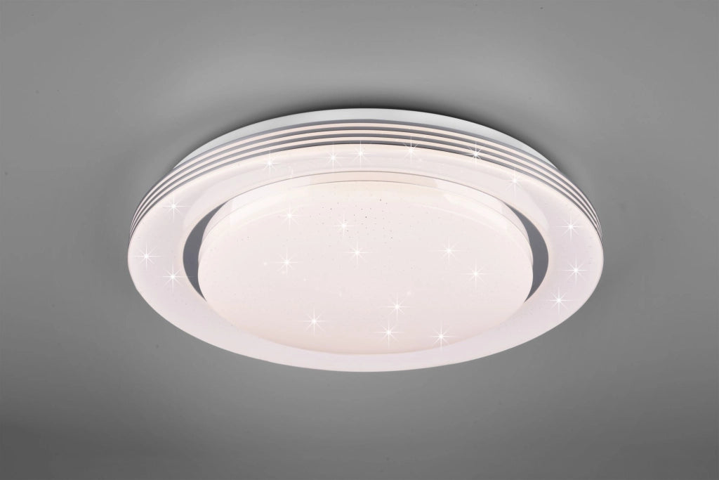 ATRIA PLAFONIERA LED 22,5W 3700lm, 3000 - 6000K CON TELECOMANDO MULTIFUNZIONE CON DIFFUSORE EFFETTO CIELO STELLATO D.58CM DIMMERABILE
