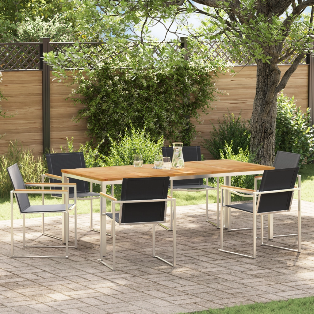 Set da Pranzo per Giardino  da 7 pezzi in Teak Massello