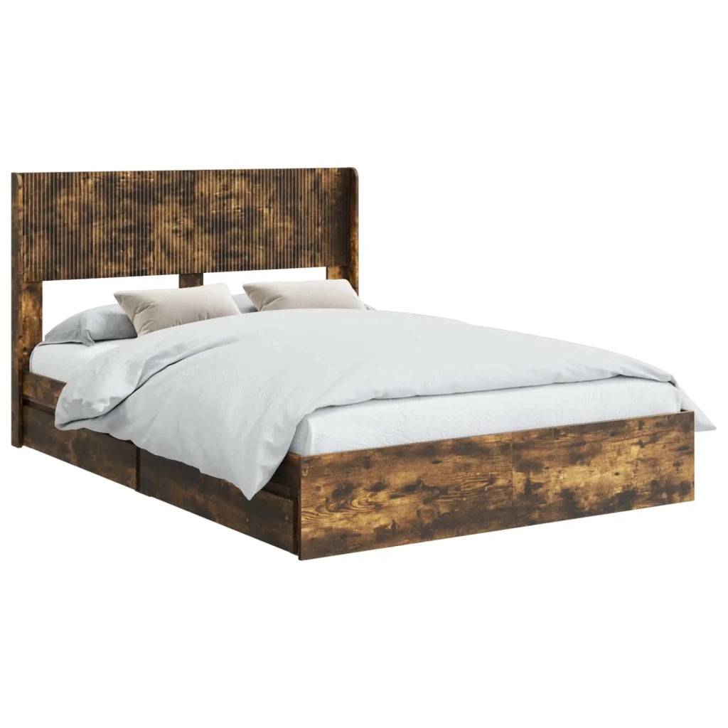 Struttura del letto con stoccaggio e testata Rovere Fumo 3414393