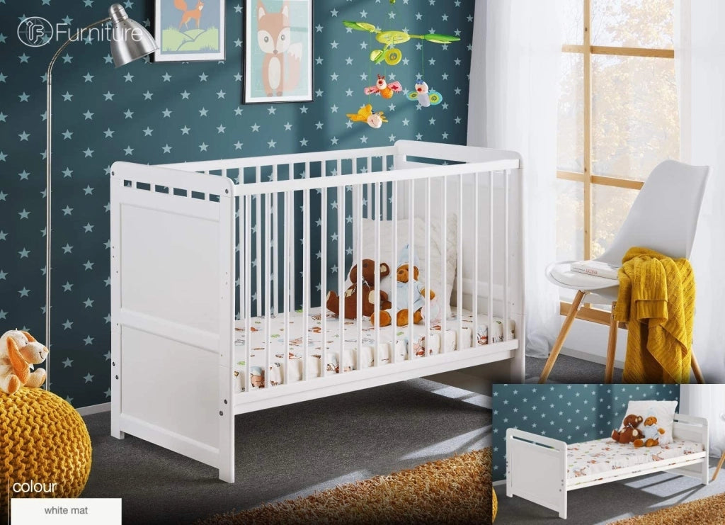Lettino Culla 3 posizioni Cm 124 x 67 x 57H colore Bianco