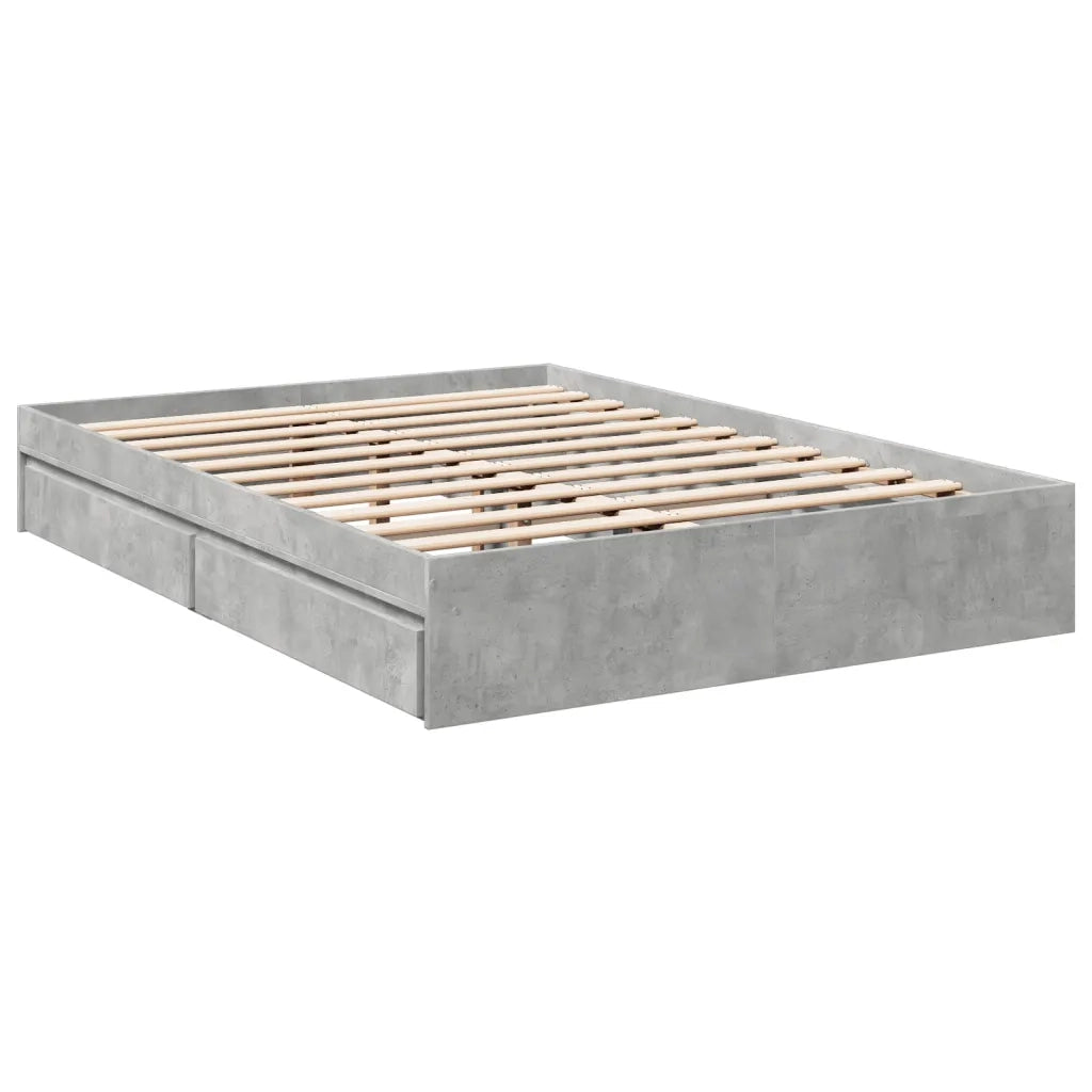 Giroletto Cassetti-Struttura Letto con contenitore Grigio Cemento 135x190 cm Legno Multistrato 222229