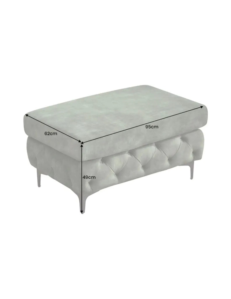 Pouf VELENA in velluto trapuntato – Verde scuro – 95 x 49 x 62 cm