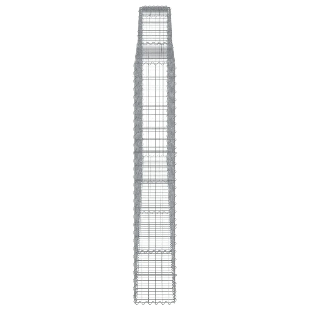 Cestini gabbioni recinzione a gabbia muro di contenimento ad arco 3 pezzi 400 x 30 x 180/200 cm ferro zincato argento 02_0040787