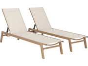 Set di 2 lettini "Elysia" in alluminio finto legno - Ecrù