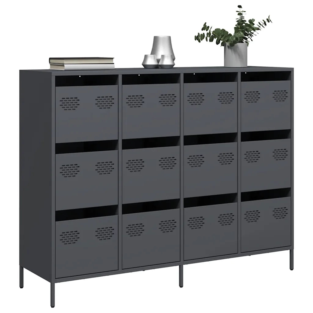 Credenza Antracite 135x39x103,5 cm in Acciaio Laminato a Freddo