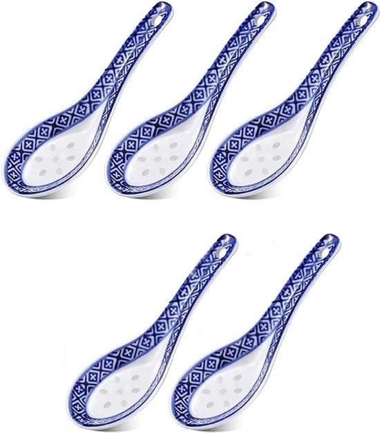 5 pezzi di cucchiai in porcellana per zuppa cucchiaio ceramico - cucchiaio per zuppa blu e bianco cucchiaio in porcellana - cucchiaio per dessert antipasto utensili da tavola