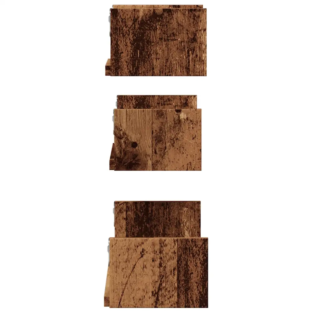 Mensole a Parete 3pz Legno Antico in Legno Multistrato 855792