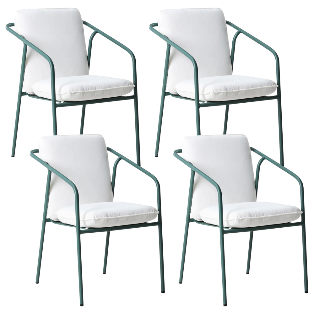 Set di 4 sedie da giardino con cuscini Finitura verniciata a polvere Alluminio impilabile Metallo verde