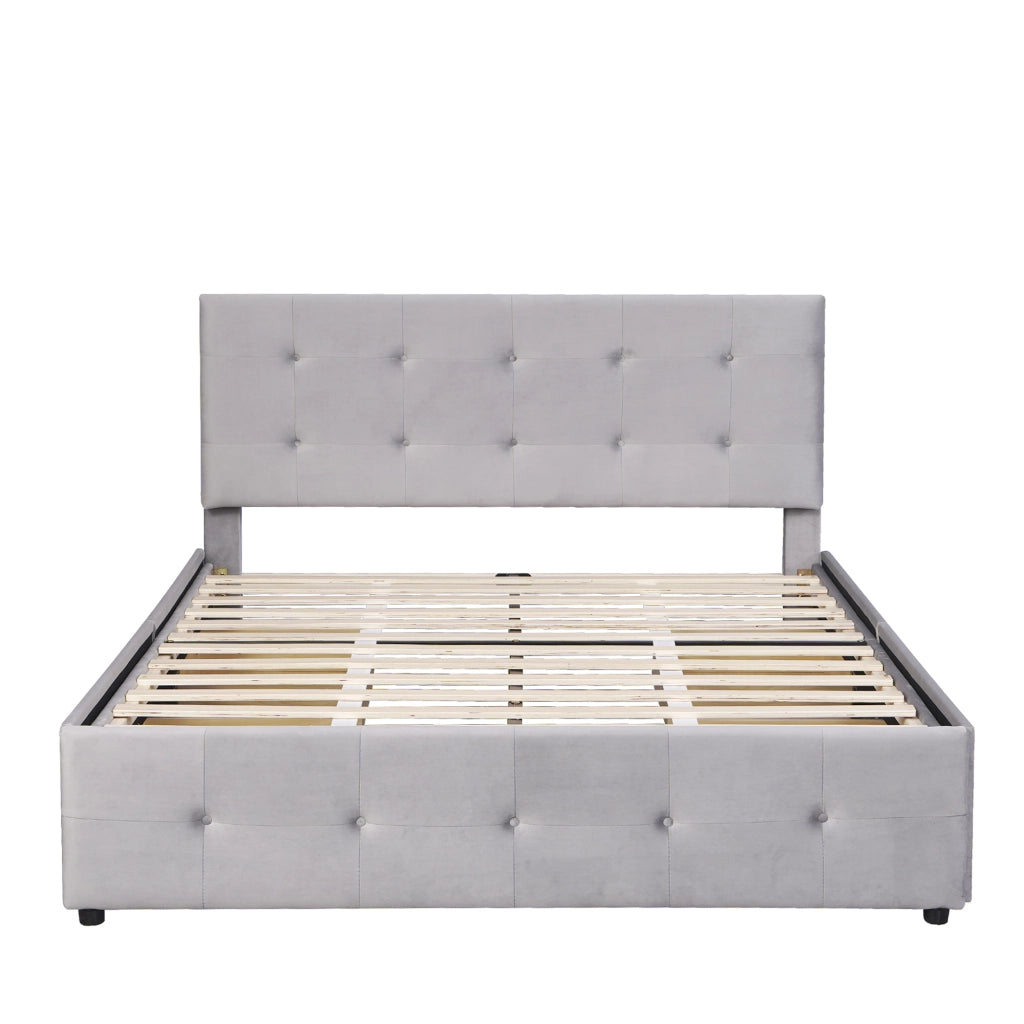 letto imbottito velluto grigio 140 x 200 cm