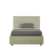 BS COM Letto una piazza e mezza con rete imbottito 120x190 microfibra tè verde