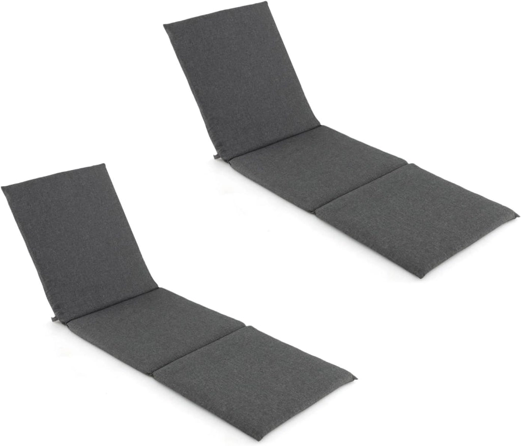Cuscino per lettino con fissaggio a pressione, cuscino per chaise longue, imbottitura morbida, materasso per lettino, 182 x 59 x 4,5 cm (grigio, set di 2)