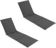 Cuscino per lettino con fissaggio a pressione, cuscino per chaise longue, imbottitura morbida, materasso per lettino, 182 x 59 x 4,5 cm (grigio, set di 2)