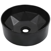 Lavabo da appoggio per l'interno del bagno cabina doccia cabina WC 36 x 14 cm ceramica nera 02_0002619
