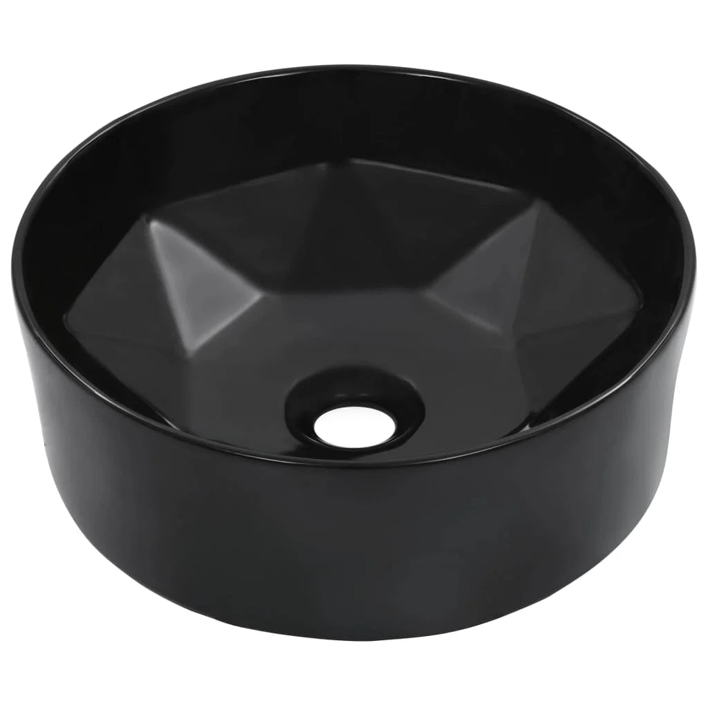 Lavabo da appoggio per l'interno del bagno cabina doccia cabina WC 36 x 14 cm ceramica nera 02_0002619