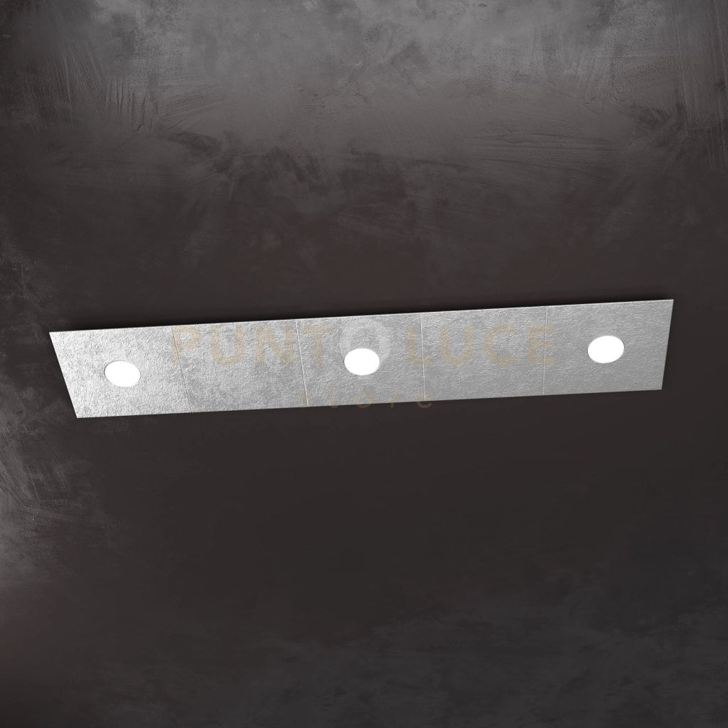 ECCENTRIC APPLIQUE-PLAFONIERA 3 LUCI + 2 DECORATIVO FOGLIA ARGENTO 1156-3L2D-FA