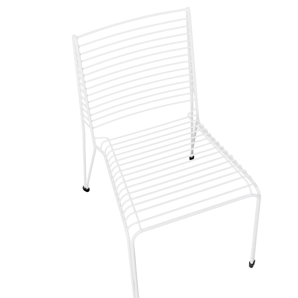 Set di 2 sedie da giardino con telaio in acciaio bianco impilabili da esterno per patio stile moderno