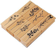 8 Stuks Stempelli in Legno - Fiori e Piante - per