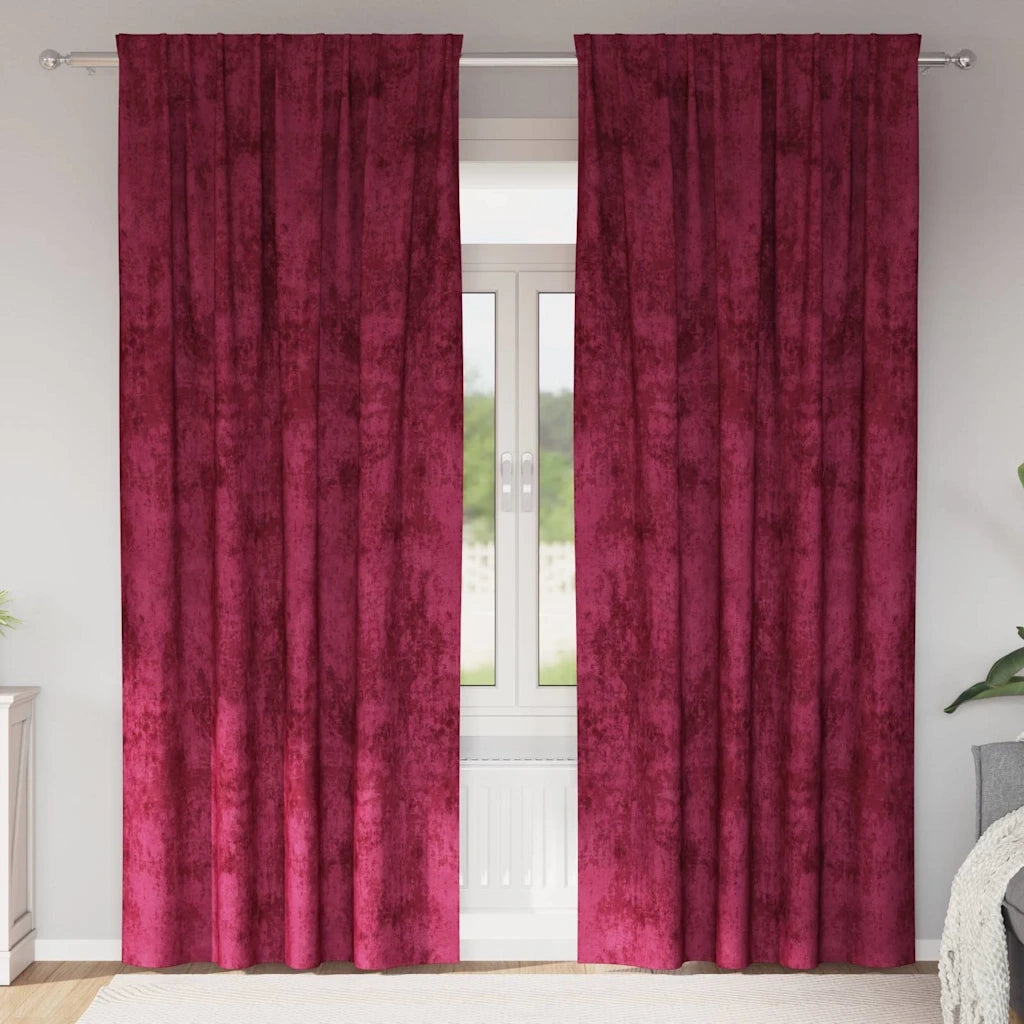 Tende in Velluto 2 pz Rosso Vino 260 x 140 cm Velluto