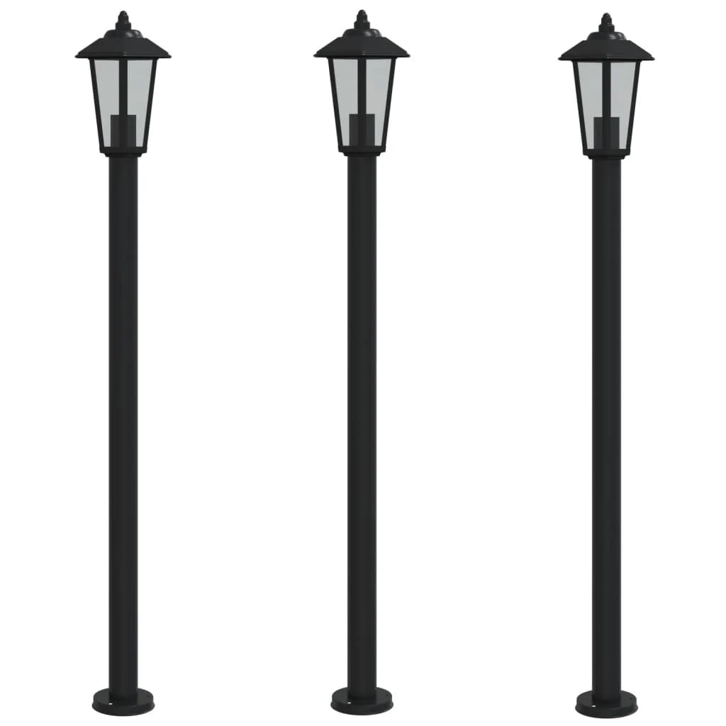 Lampade da terra per esterni 3 pezzi 120 cm acciaio inox nero 02_0042548
