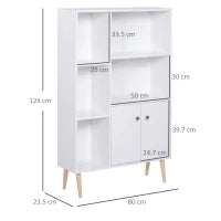 Mobiletto Libreria con Piedini in Legno di Pino Bianco 80x23.5x123cm
