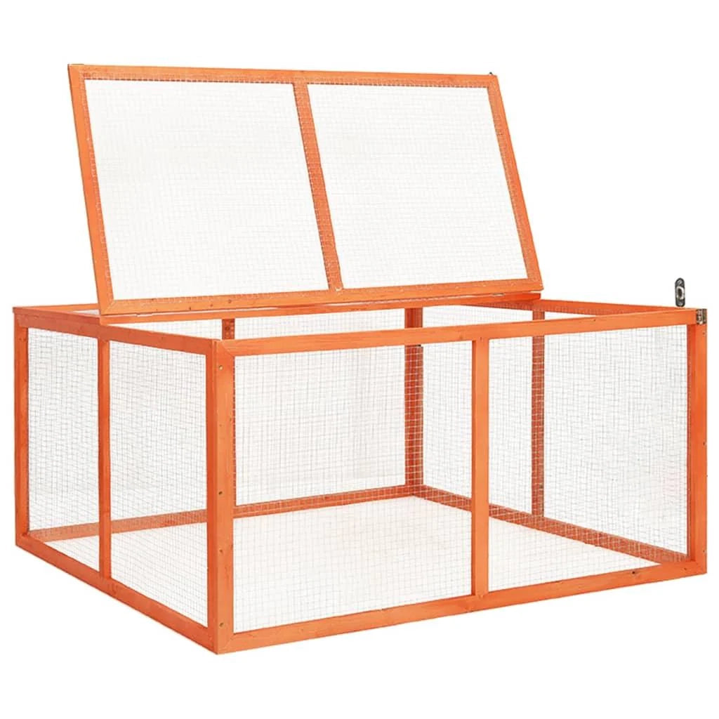 Gabbia per conigli 124 x 120 x 60 cm in legno massello di abete 02_0000579