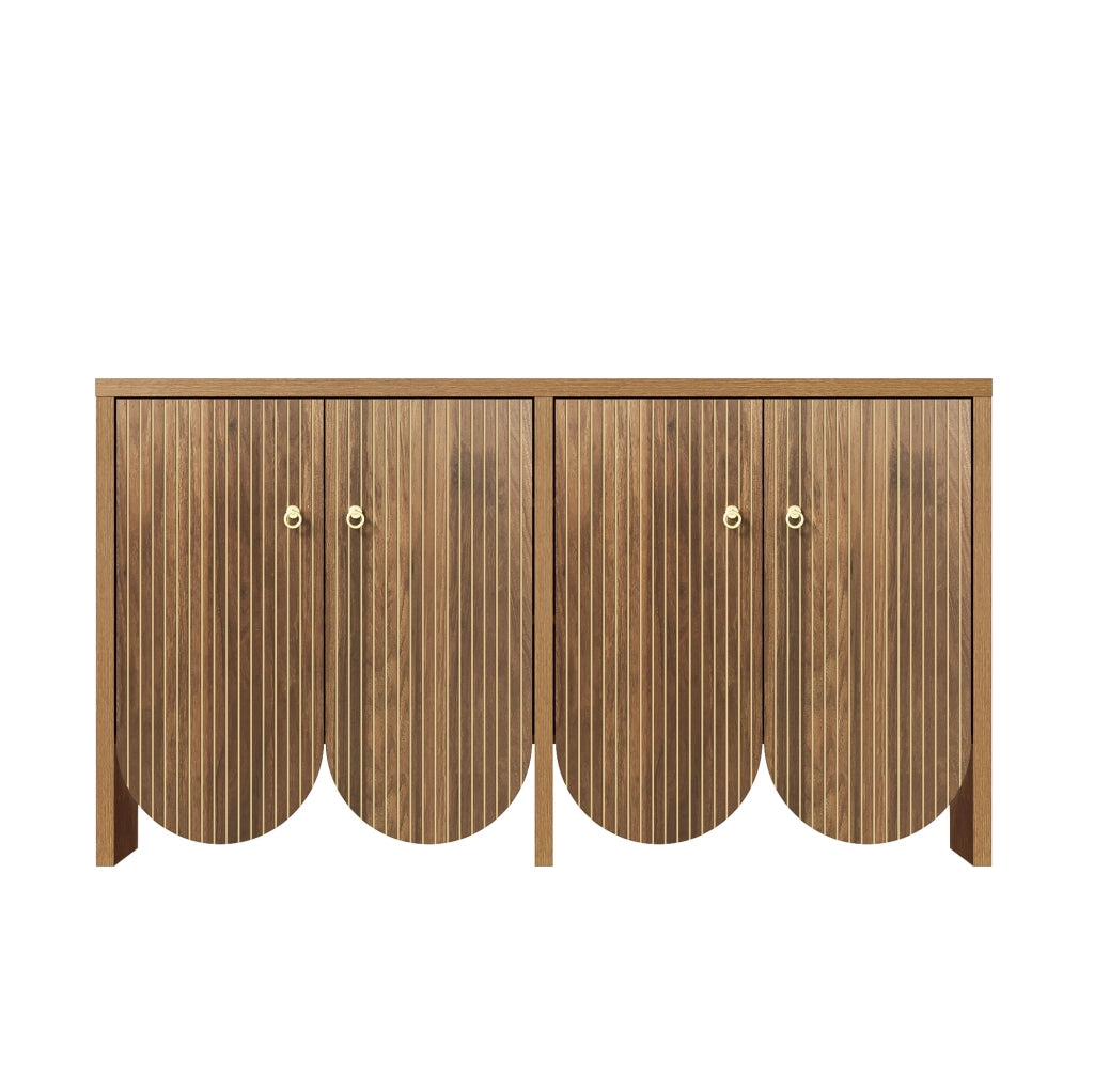 Credenza ULEVR 147x40x80 cm con 4 ante e ripiani regolabili, MDF effetto noce