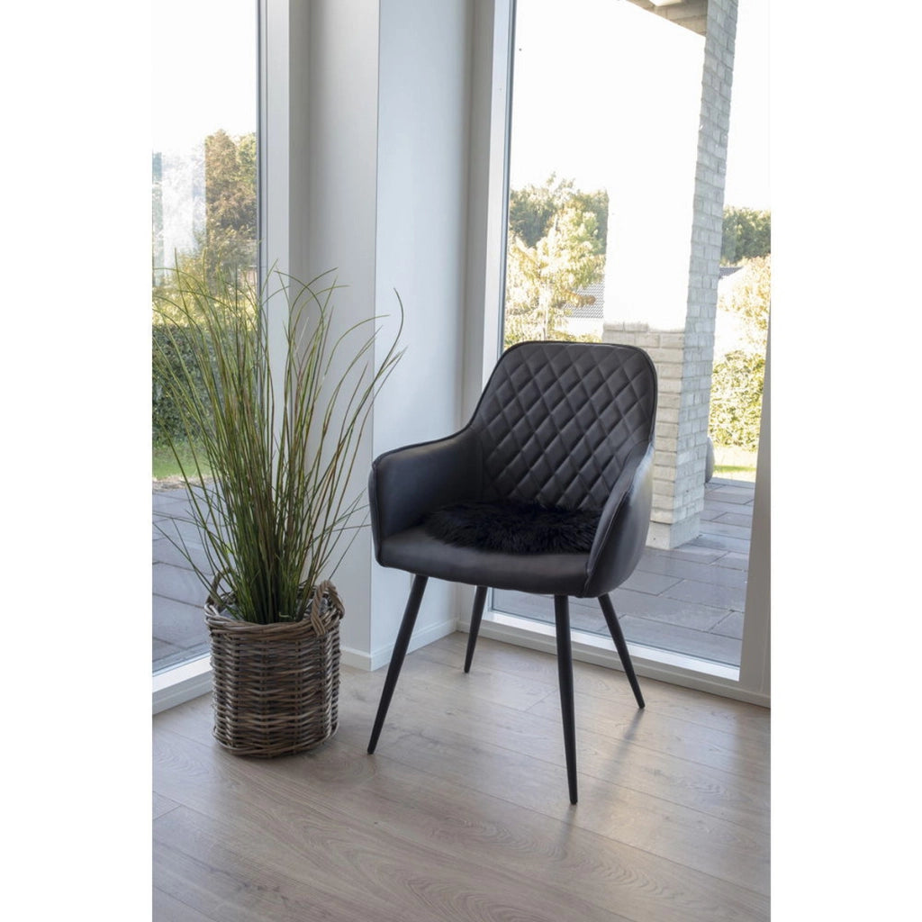Pouf Lambskin, Nero, Poliestere, 35x35x6,5 cm