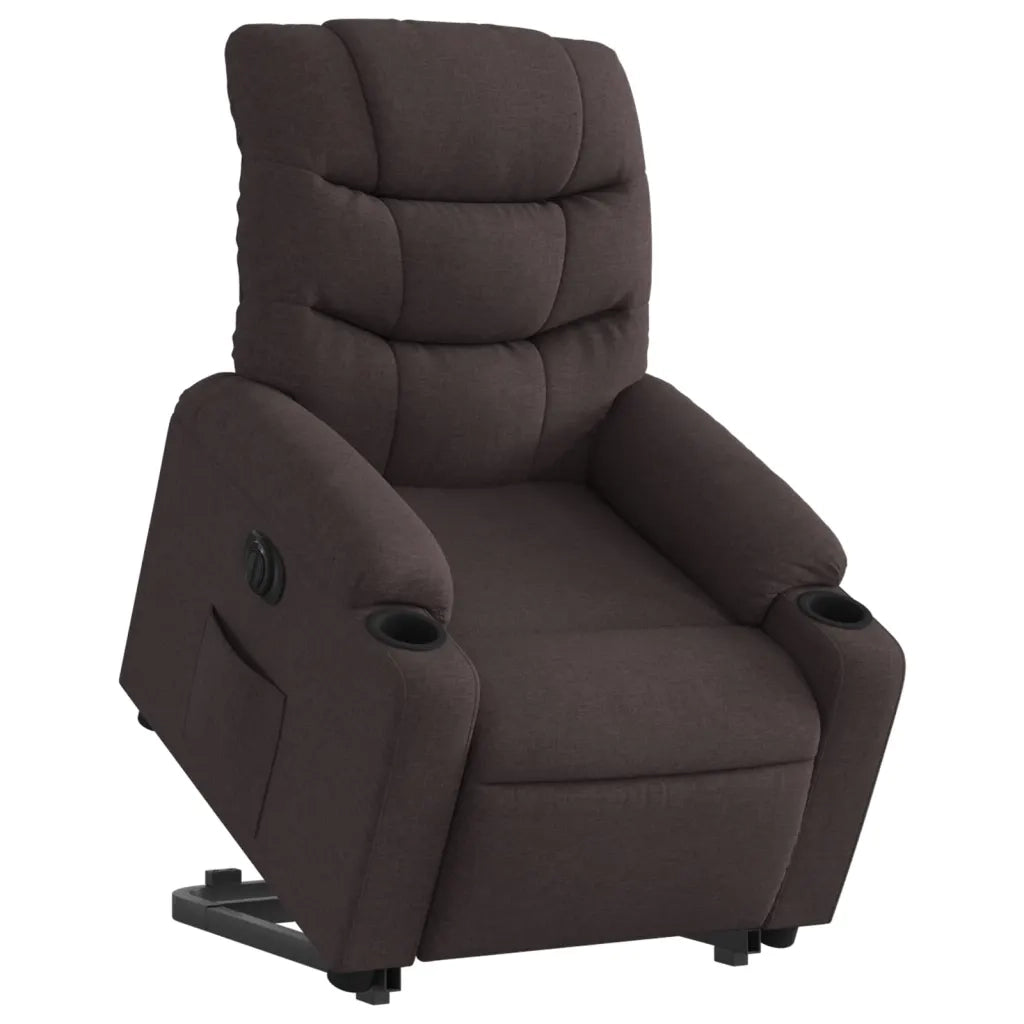 Poltrona Alzapersona Reclinante Elettrica Marrone Scuro Tessuto 3206668