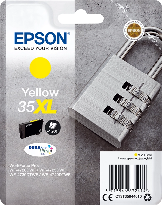 Epson Padlock Singlepack Yellow 35XL DURABrite Ultra Ink