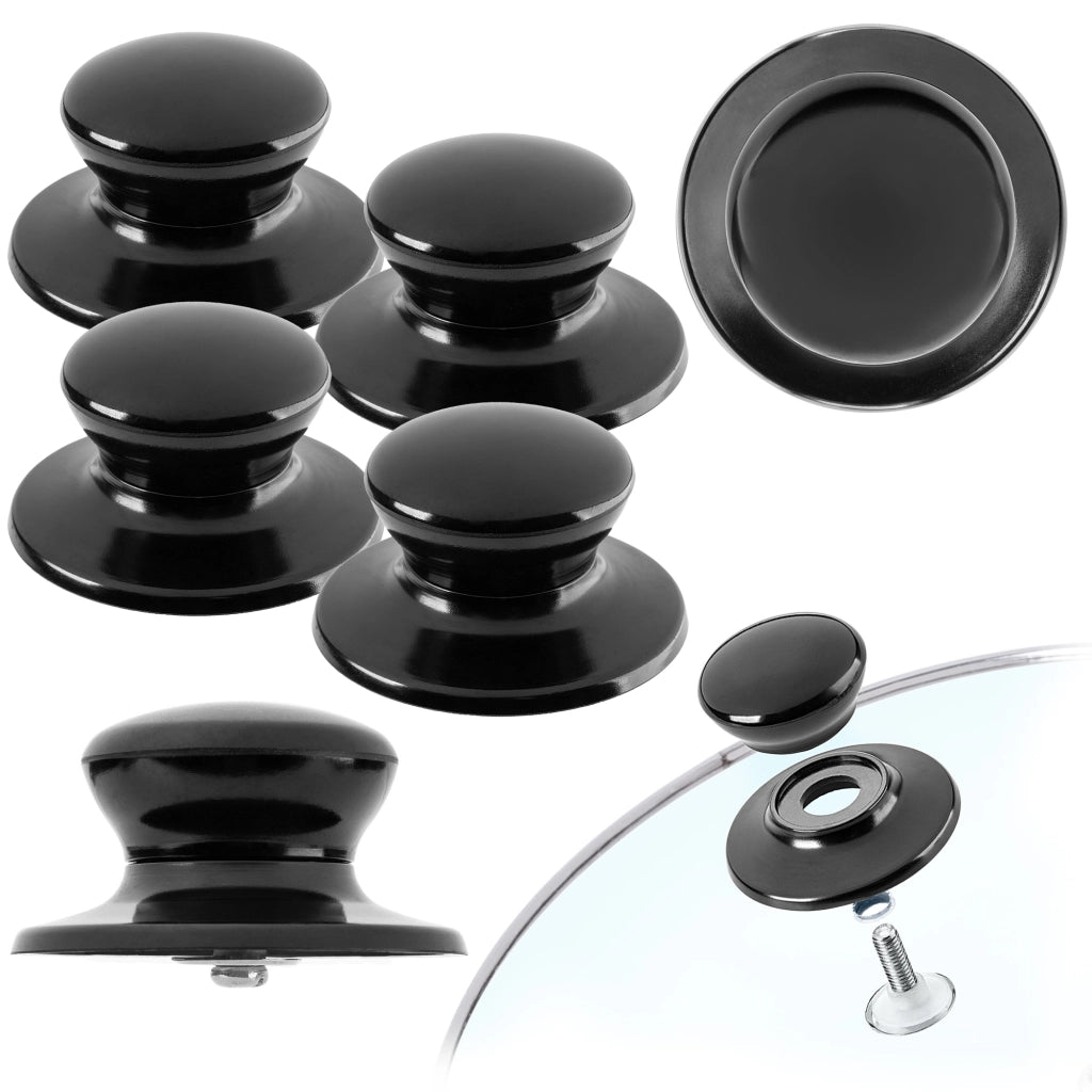 Pomello per coperchio KADAX, pomello per coperchio pentola, pomello per padella, nero, 4 pezzi