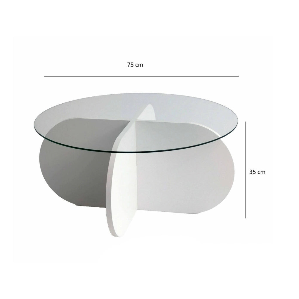 Nila, Tavolino da Salotto Forma Rotonda, 75x75x35h cm Bianco