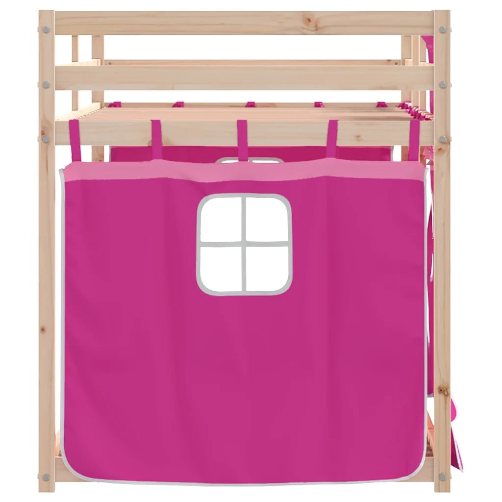 Letto a Castello senza Materasso Rosa 90x200 cm Legno di Pino
