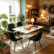 Set di 4 sedie da pranzo in similpelle nera