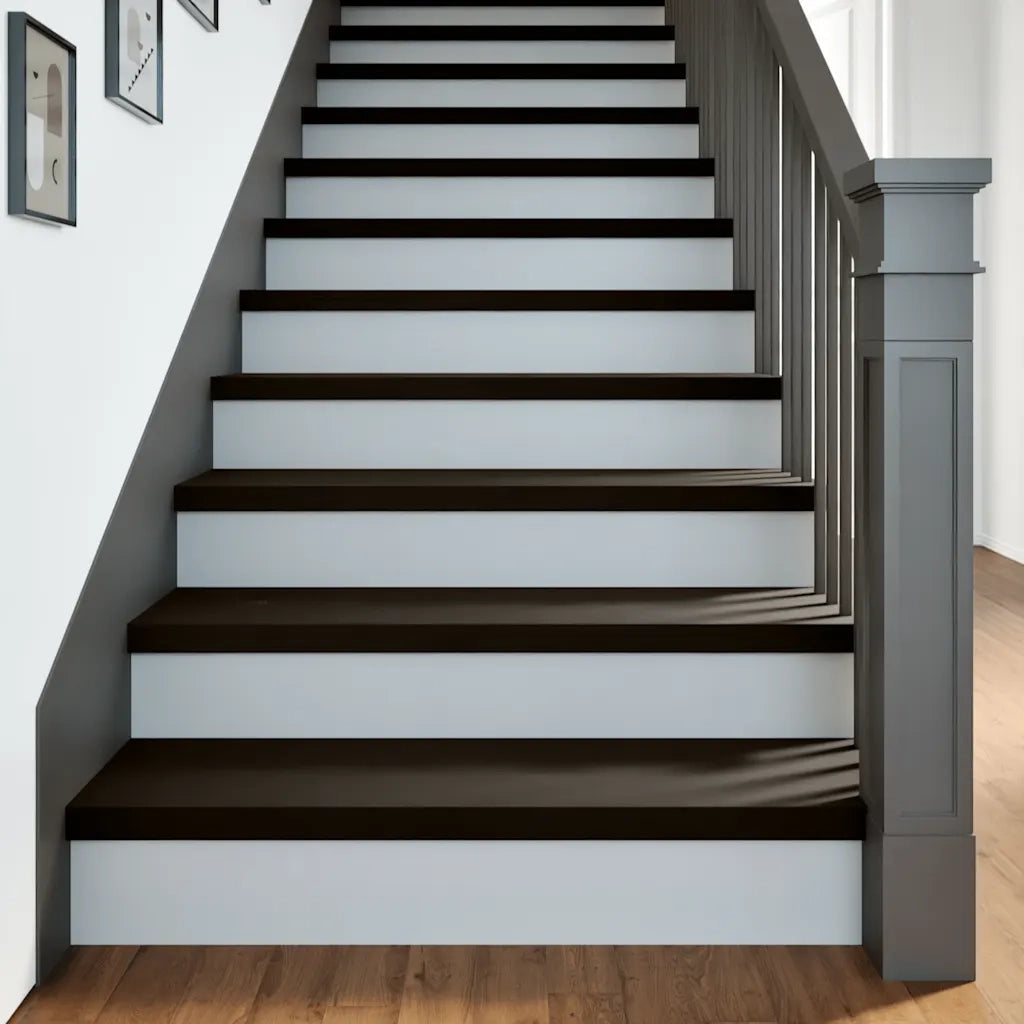Gradini 2 pz | Tappetini per scale autoadesivi Marrone Scuro 100x30x2 cm Legno Massello Rovere