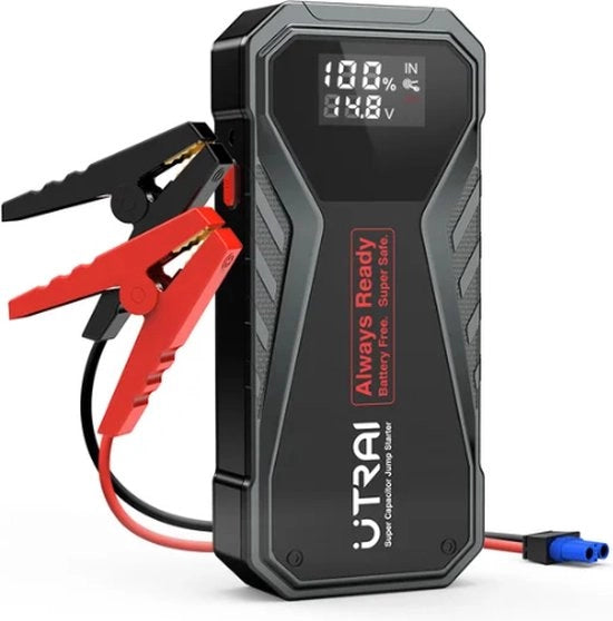 Jump Starter per Auto - 1000A - Sicuro - Portatile - Schermo a LED - Nero - 12V