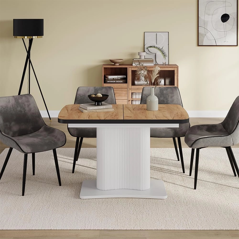 tavolo da pranzo allungabile Fenaro, Quercia dorata/bianco, 120 x 80 cm estensibile, con funzione di estensione per lunghezze del tavolo variabili