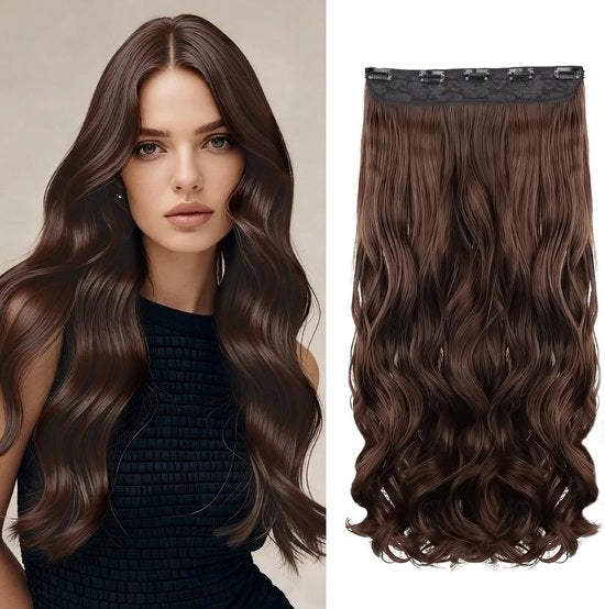 Estensioni capelline 24 pollici - Clip-in con capello sintetico - 150g - Copertura parziale o totale - Resistente al calore - Estensioni capelline
