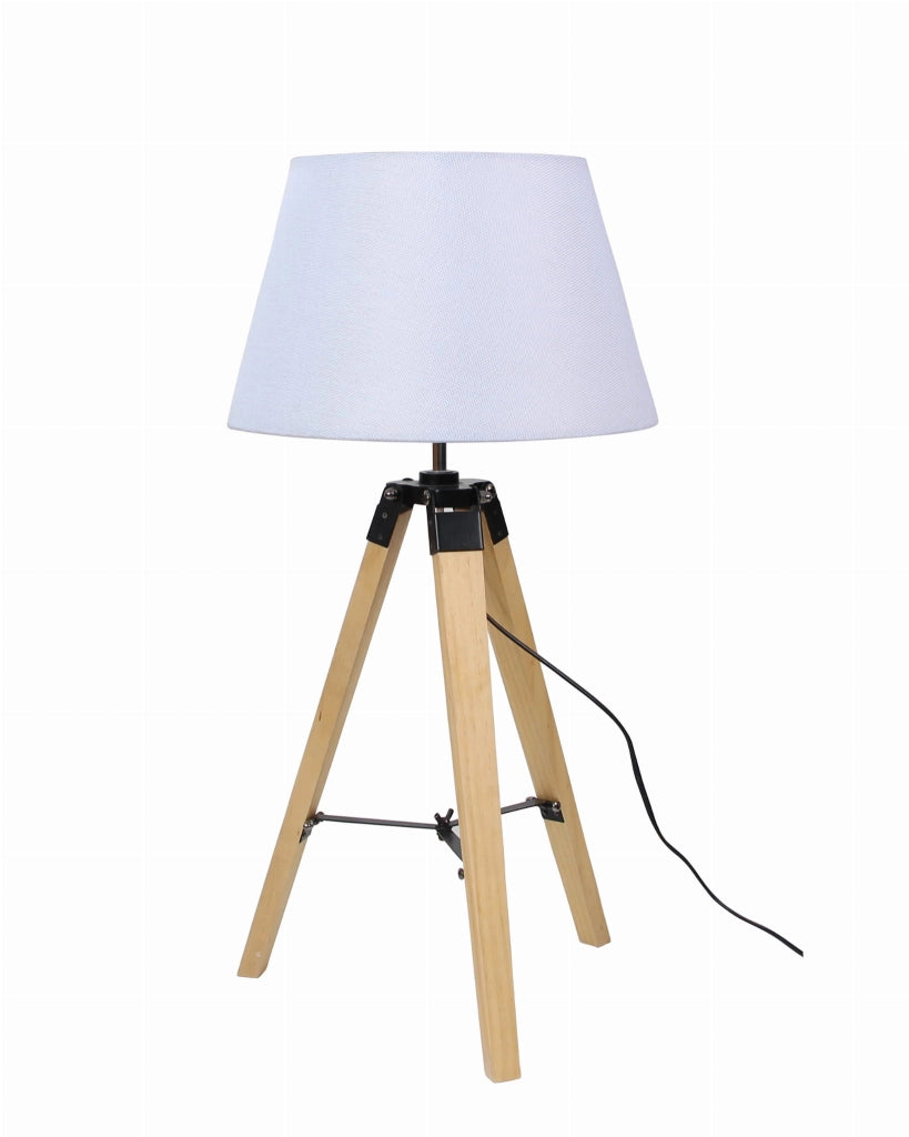 Candellux lampada da tavolo Lugano legno bianca E27 68cm