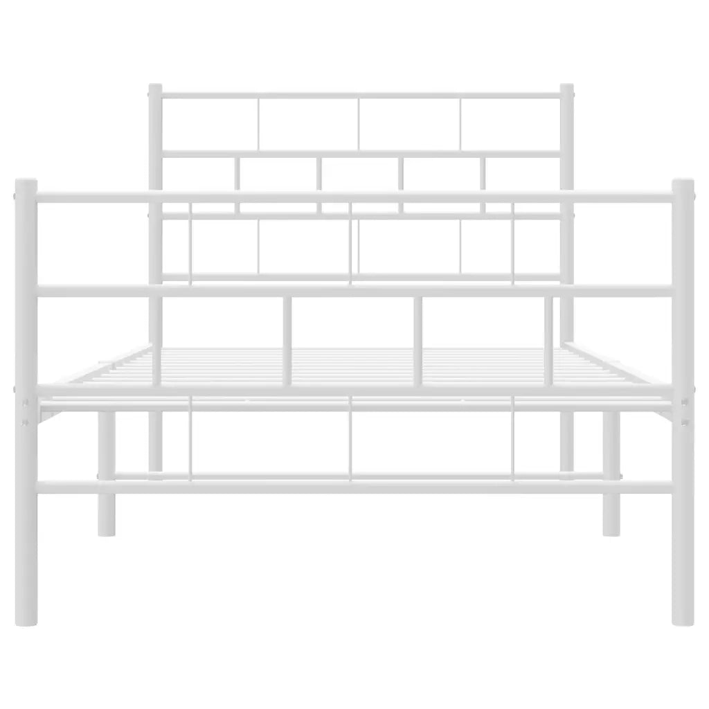 Giroletto con Testiera e Pediera Metallo Bianco 107x203 cm 355722